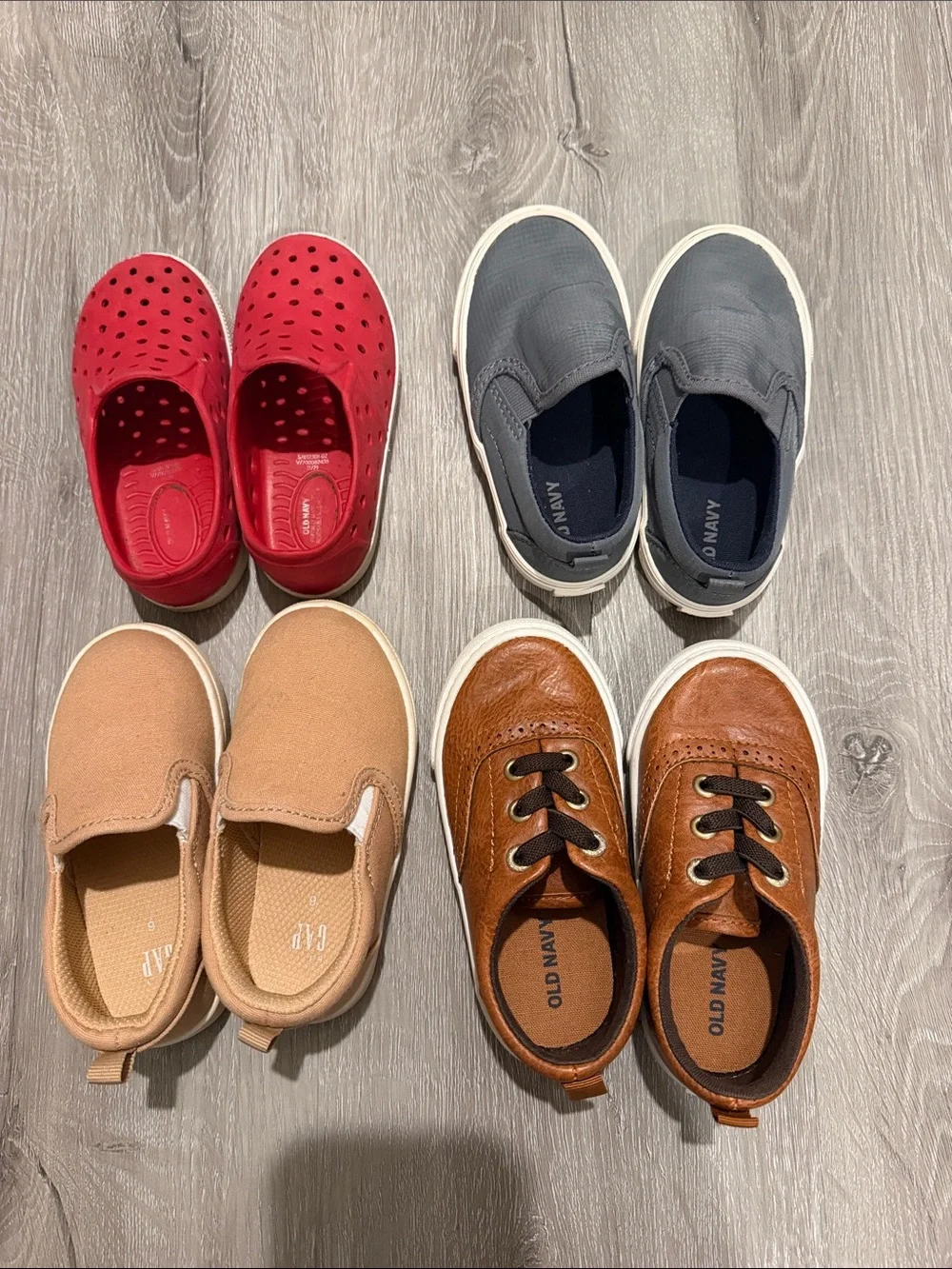 GAP and Old Navy Kids Sneaker Bundle — Red, Gray, Tan & Brown